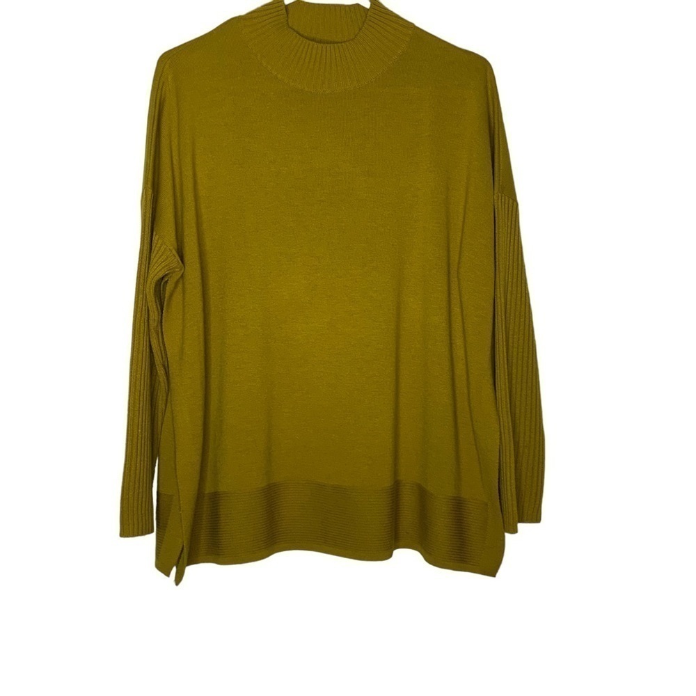 ASOS mustard colored sweater with high neckline and side splits. Size 8